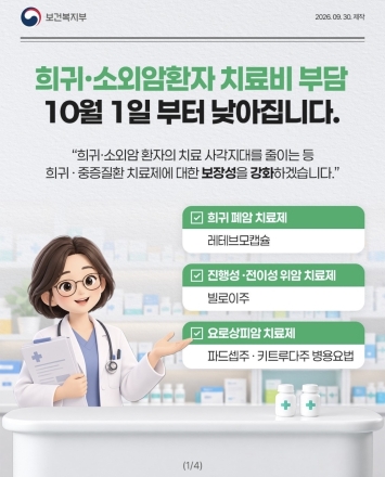 희귀·소외암 치료 문턱 낮춘다…10월부터 고가 항암제 건강보험 확대